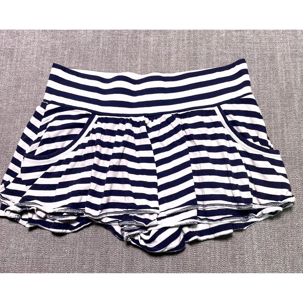 Express Mini Skirt Womens Medium Navy White Striped High Waist Athleisure